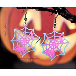 New! Colorful Spider Web Design Dangle Earrings so cool!